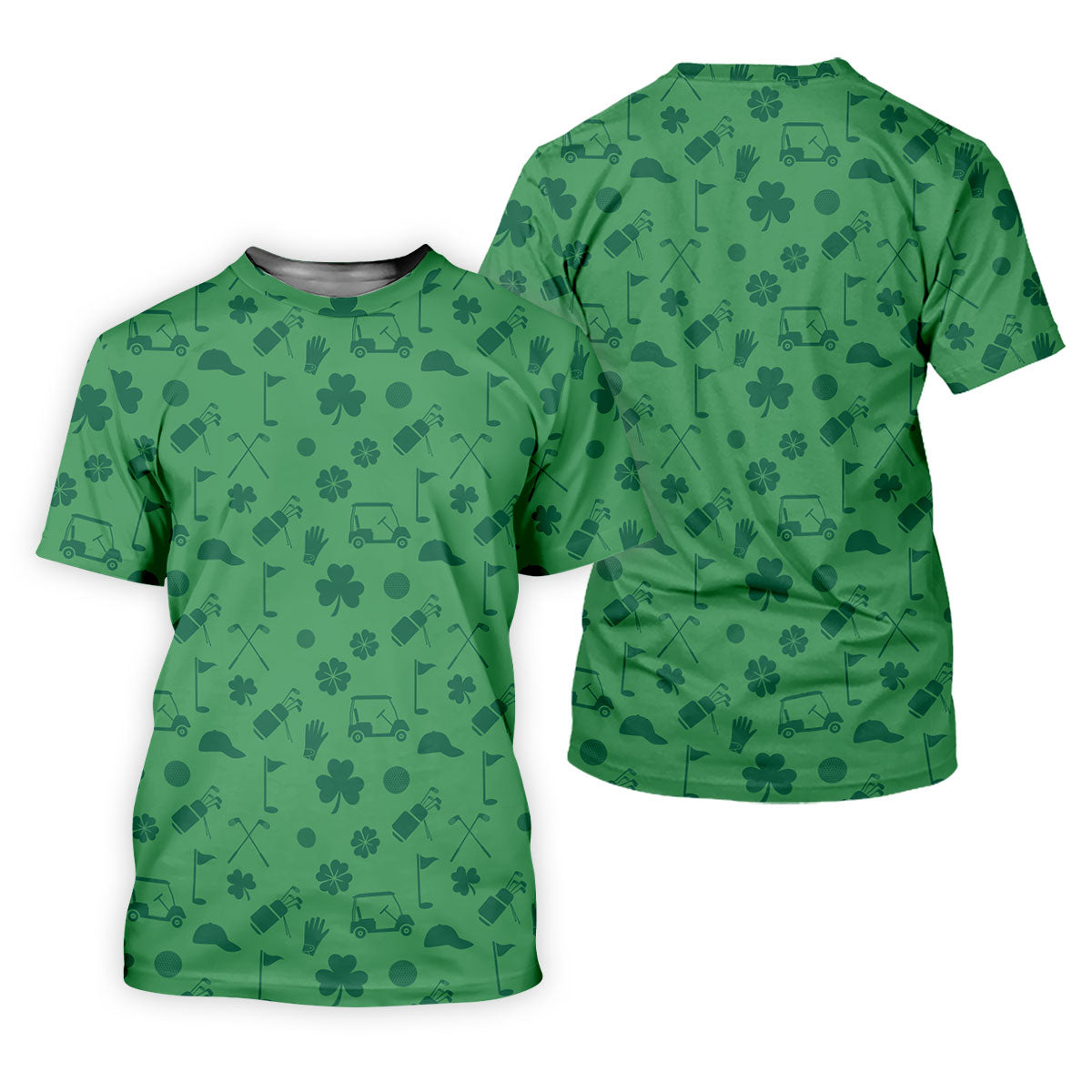Dark Green Golf Items Seamless Pattern St. Patrick’s Day Shamrock Golf Shirt, Women's Golf Tops, Ladies Golf Polos