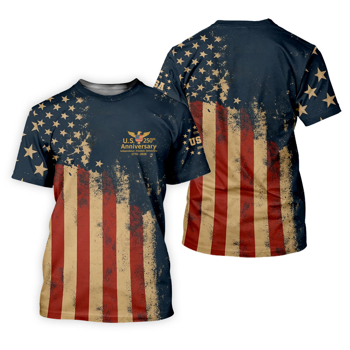 US 250th Anniversary Independence Freedom Democracy Men's Golf Polo Shirt 4th Of July Patriotic Golf Shirt