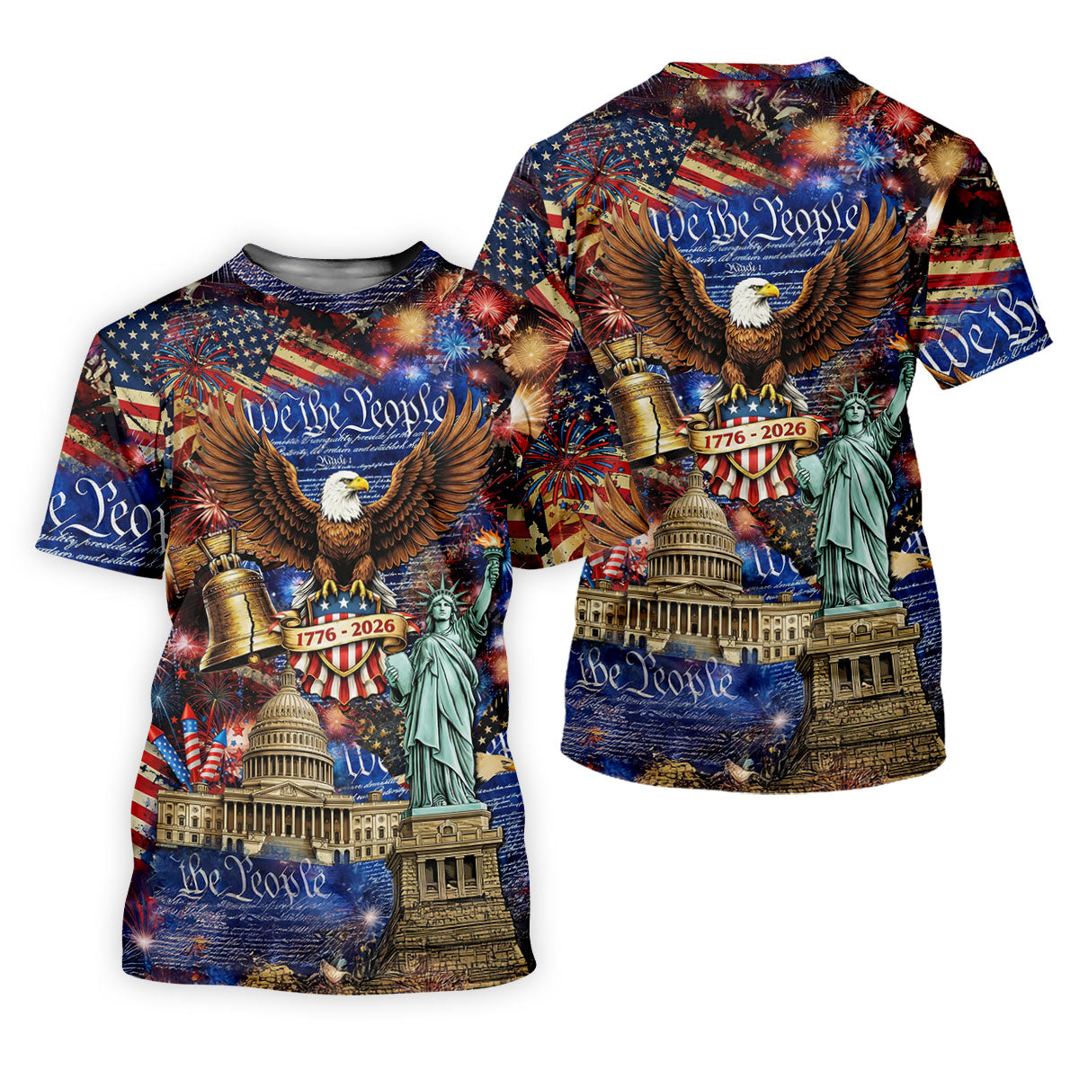We The People Festive Celebration US Flag Golf Shirt, 250 Years 4th Of July Golf Shirt For Women