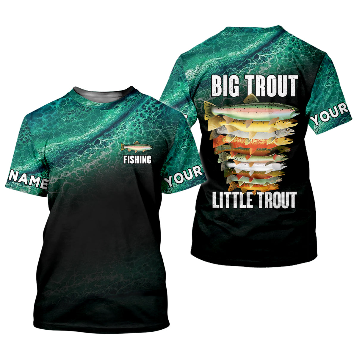 Big Trout Little Trout Water Ripple Fishing UPF Shirts, Funny Fishing Shirt, Fishing Shirts For Men