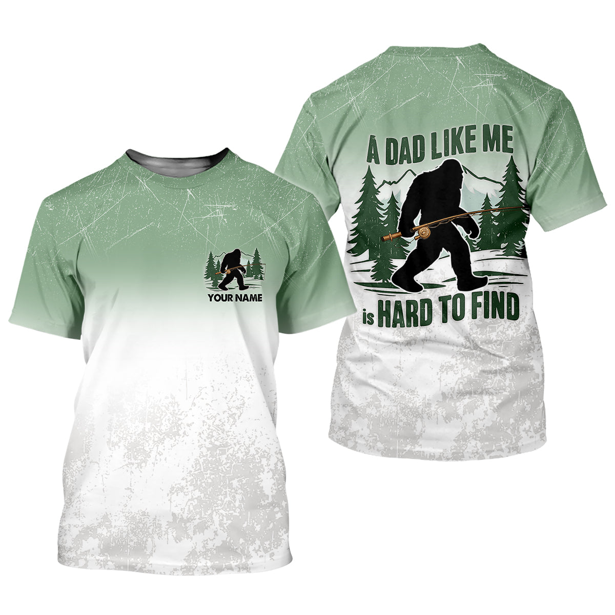 A Dad Like Me Is Hard To Find Bigfoot Fishing Shirt, Custom Name Bass Shirt, Fishing UPF Shirts, Funny Fishing Shirt