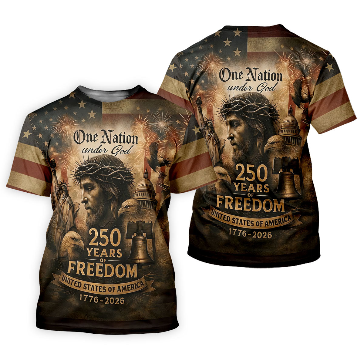 One Nation Under God America 250 Golf Polo Shirt, Hawaiian Golf Shirt, Golf Polo Shirts For Men