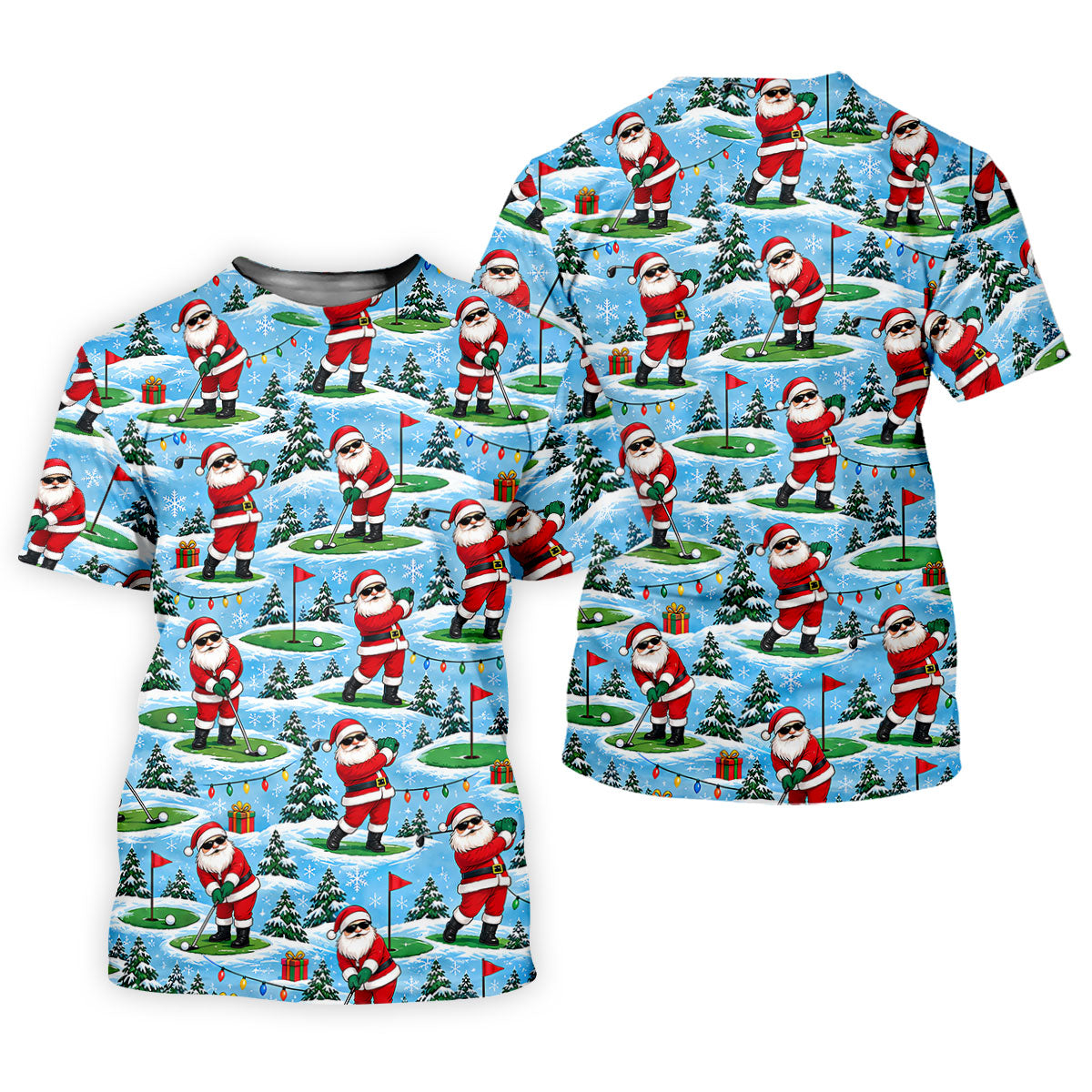 Santa Playing Golf In Snow Christmas Golf Shirt, Womens Golf Tops, Ladies Golf Shirts