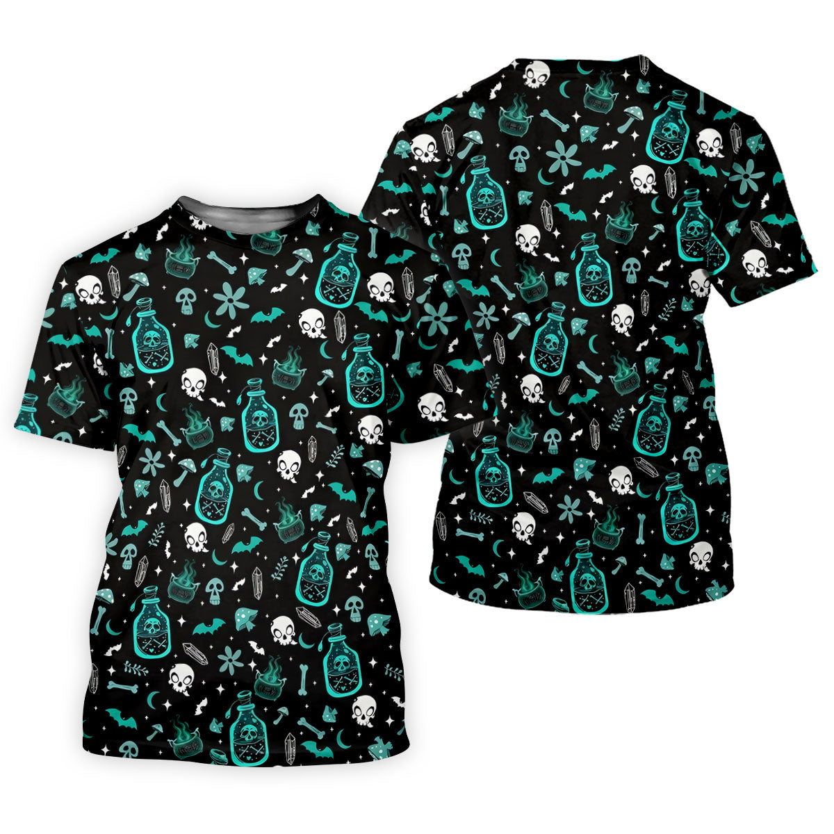 Skull Potion Halloween Pattern Polo Shirt, Golf Tops For Women, Womens Golf Apparel