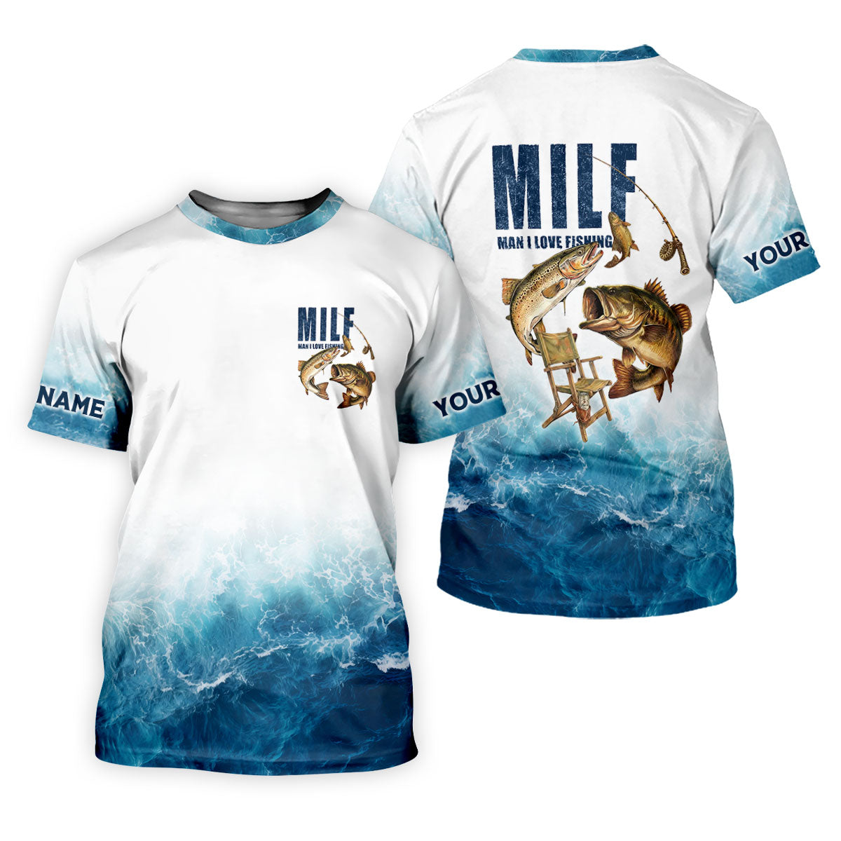 Funny MILF Man I Love Fishing Shirt, Custom Name Fisherman Gift for Men, Fishing UPF Shirts