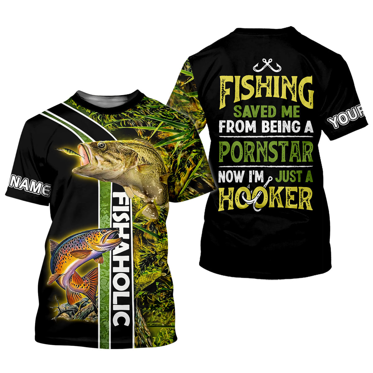 Now I'm Just A Hooker Personalized Fishing Shirt, Fishing UPF Shirts, Funny Fishing Shirt, Fishing Gift for Men
