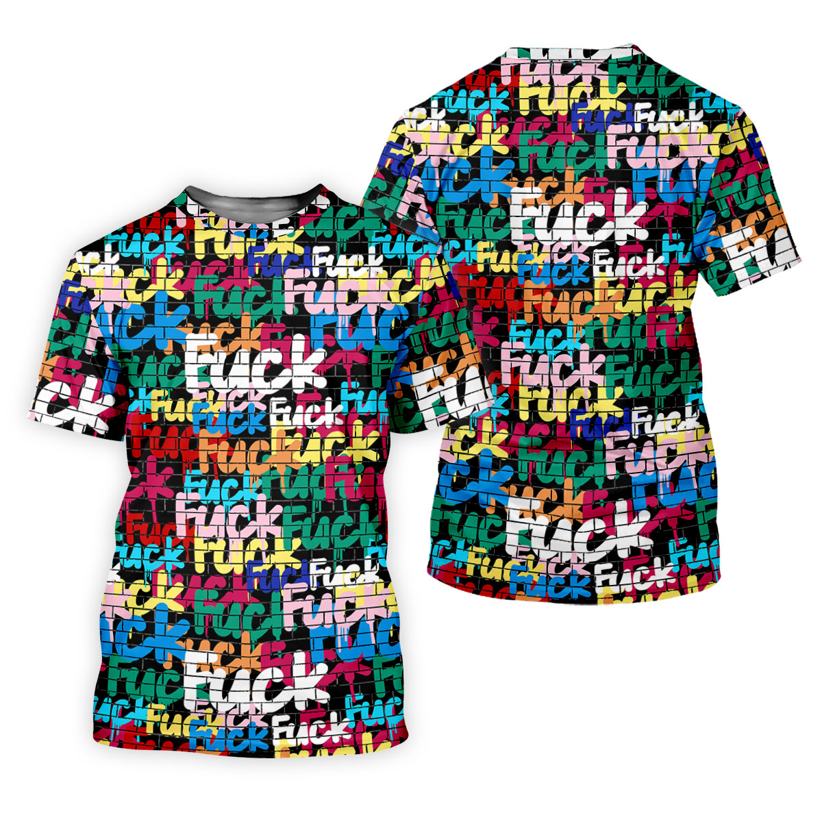 Bold Colorful Fuck Graffiti Typography Golf Shirt, Women's Golf Tops, Golf Shirts For Women