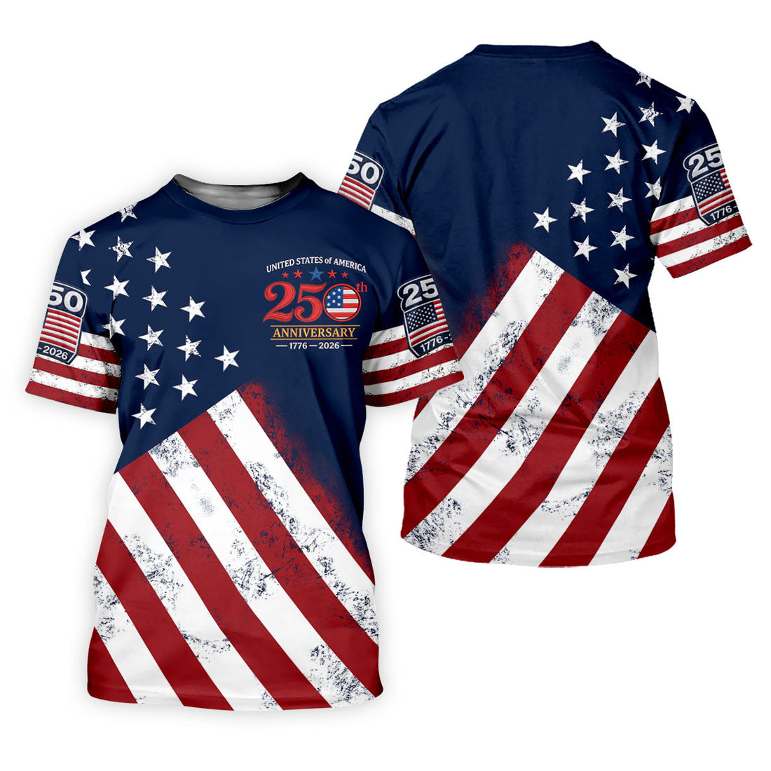 USA 250th Anniversary Father's Day American Flag Golf Shirt, 4th Of July Polo Shirts For Men