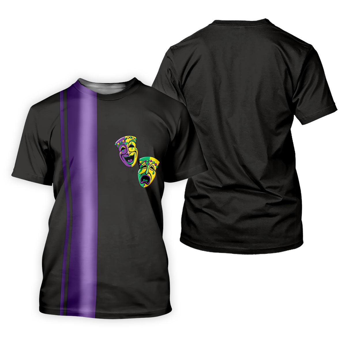 Melpomene And Thalia Theatrical Masks Purple Stripe Mardi Gras Golf Shirt, Women's Golf Tops, Ladies Golf Shirt