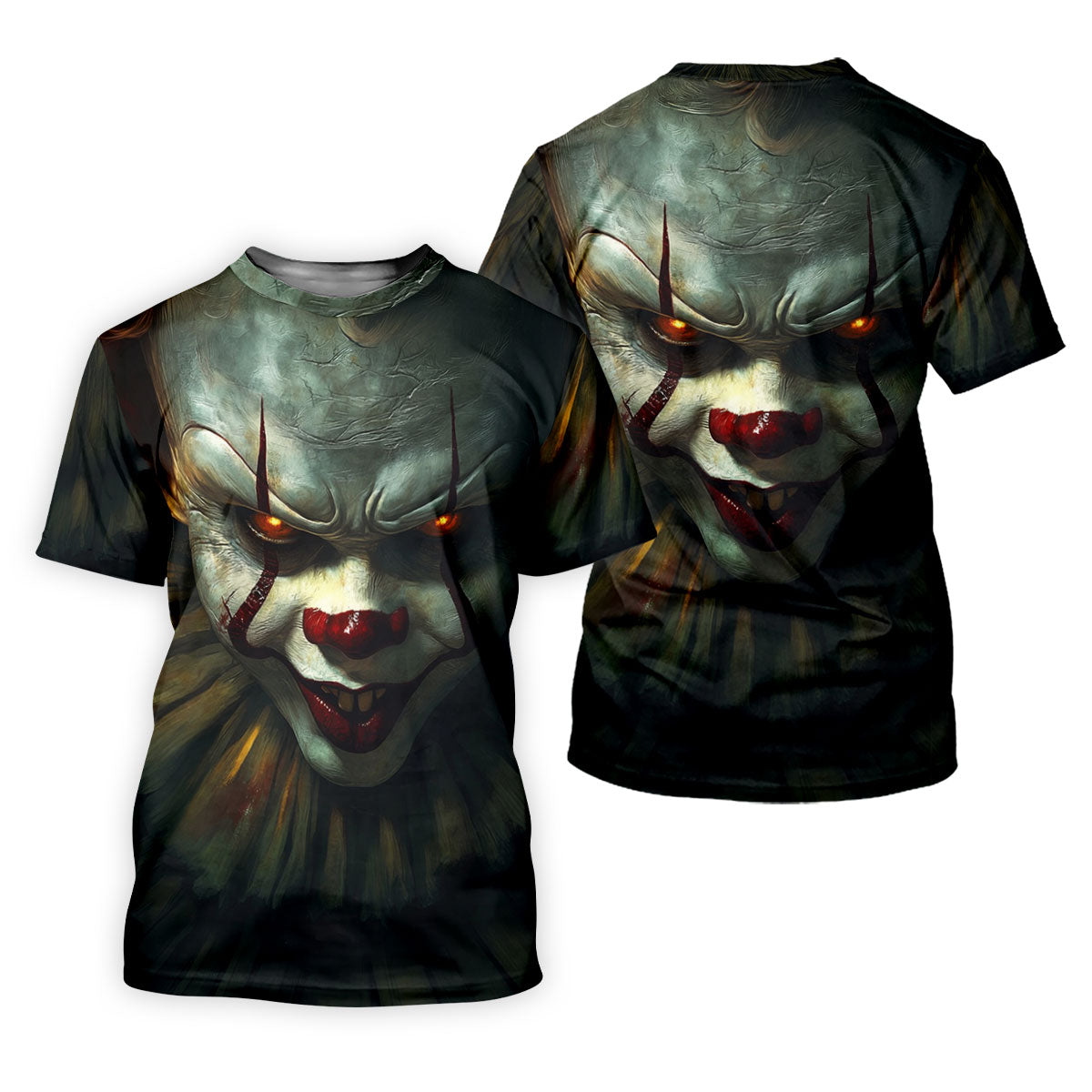 Scary Clown Face Halloween Polo Shirt, Golf Polo Shirts For Men, Mens Golf Apparel