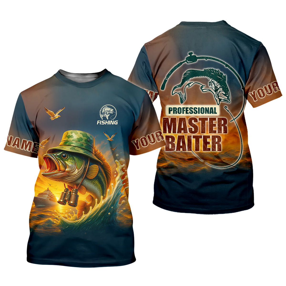 Professional Master Baiter Sunset Fishing UPF Shirts, Fisherman Outfit, Presents For Fishermen