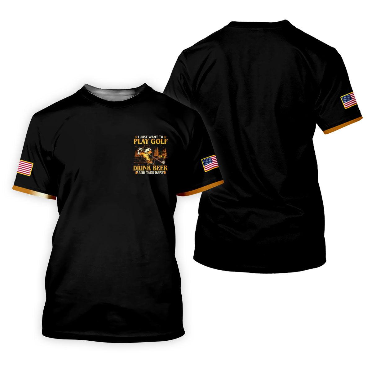 I Just Want To Play Golf Drink Beer And Take Naps Black Golf Shirt, Fun Women's Golf Shirts