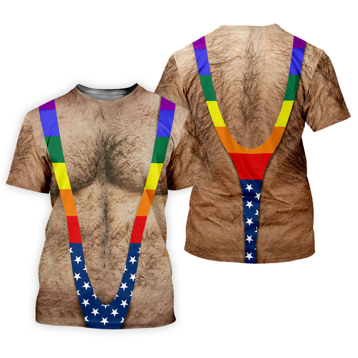Funny Hairy Chest Rainbow Suspenders Golf Polo, Golf Shirts For Women, Women's Golf Apparel