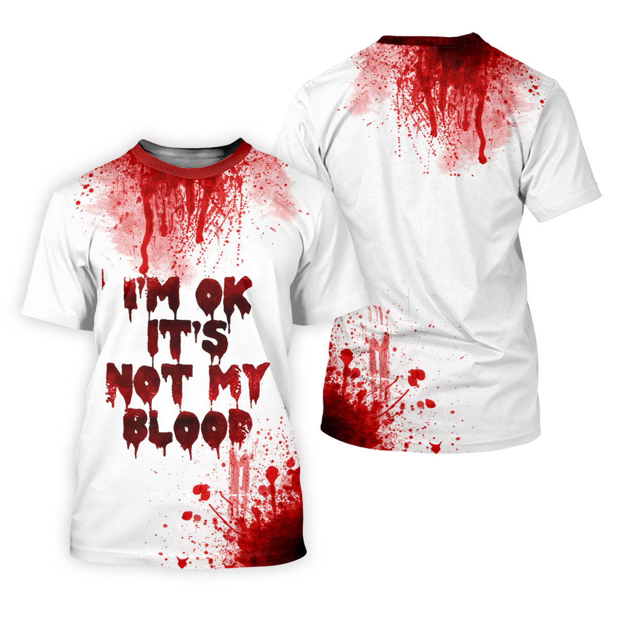 It's OK It's Not My Blood Halloween Blood Splatter Women Golf Top, Horror Blood Ladies Golf Polos