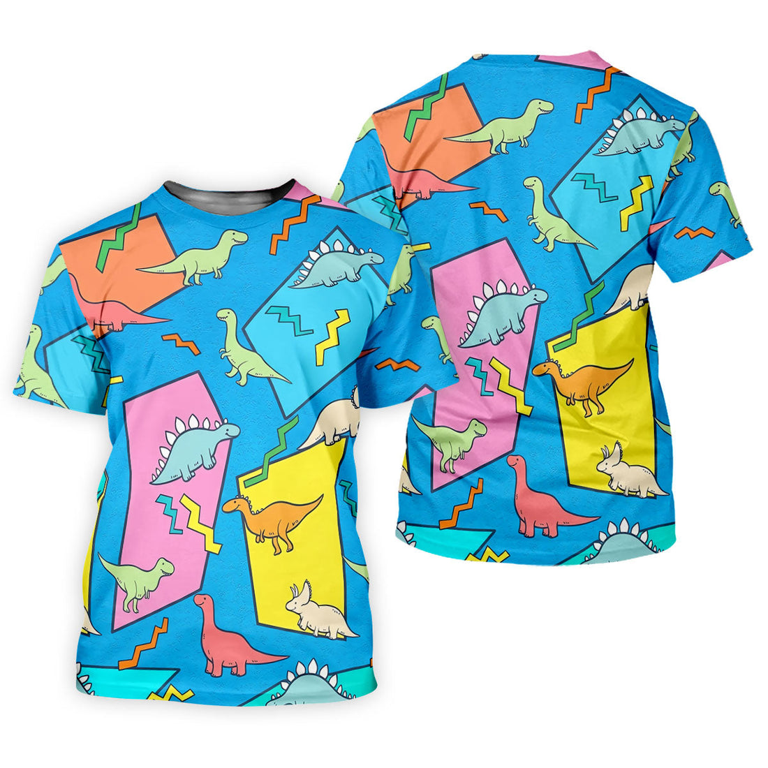 Retro Colorful Dinosaur Pattern Golf Shirt, Women's Golf Tops, Golf Shirts For Women