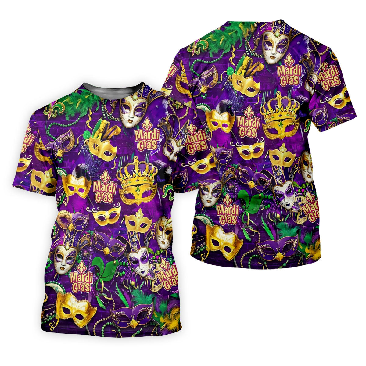 Purple Green Gold Festival Mask Mardi Gras Golf Shirt, Women's Golf Tops, Ladies Golf Polos