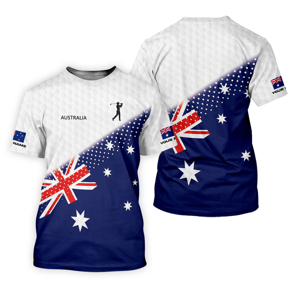 Golf Ball Pattern Australia Flag Print Ladies Golf Tops Australia, Golf Shirt For Women