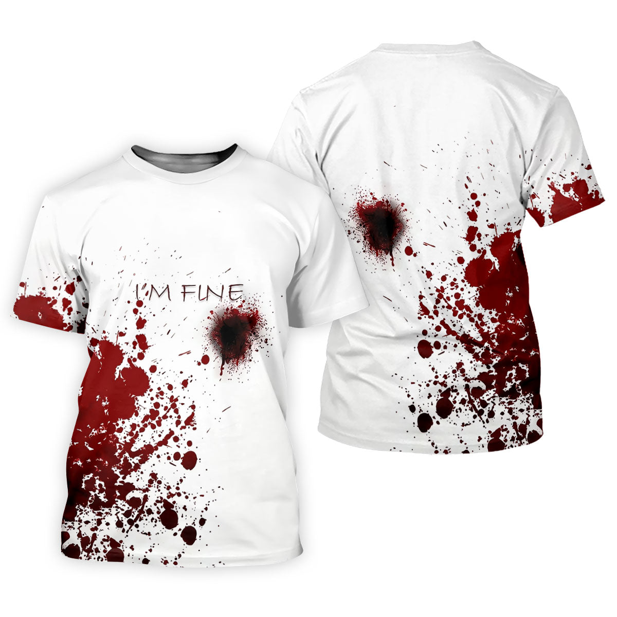 I'm Fine Bloody Splatter Horror Halloween Golf Polo Shirt, Ladies Golf Shirt, Printed Golf Shirt