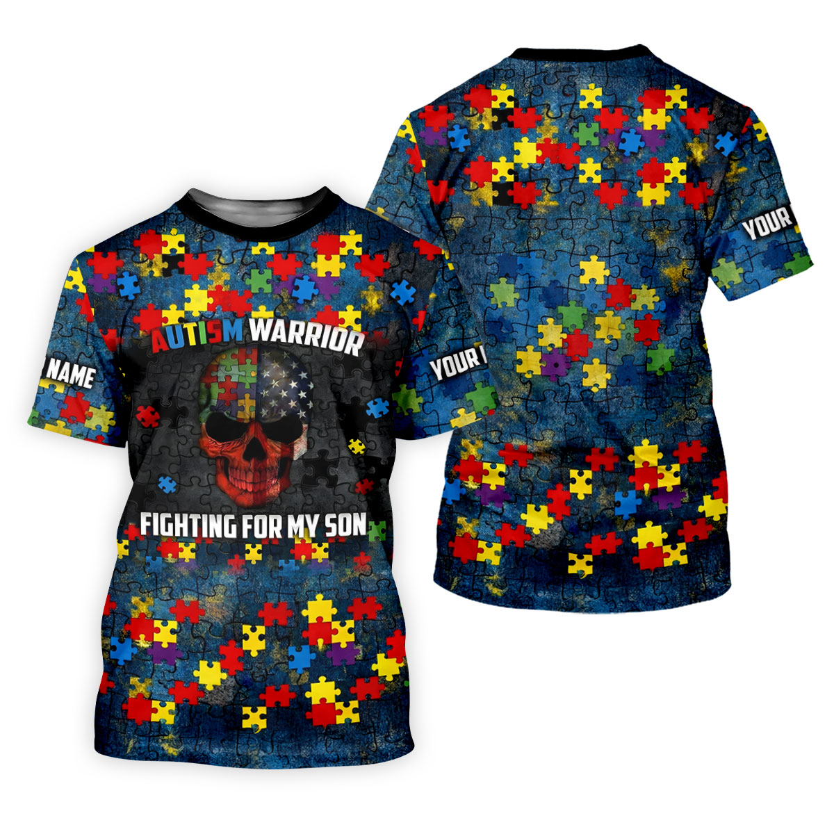 Autism Warrior Fighting For My Son Colorful Puzzles Women's Golf Tops, Unique Mother's Day Gifts