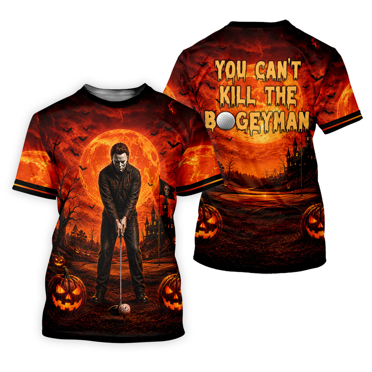 You Can't Kill The Bogeyman Halloween Golf Polo Shirt, Golf Shirts For Men, Mens Golf Polo