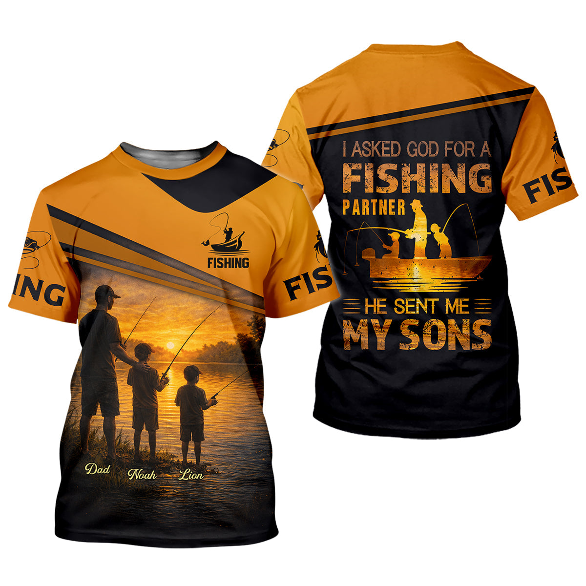 I Asked God For A Fishing Partner He Sent Me My Sons Personalized Fishing UPF Shirt, Christian Fishing Shirt, Gift For Dad