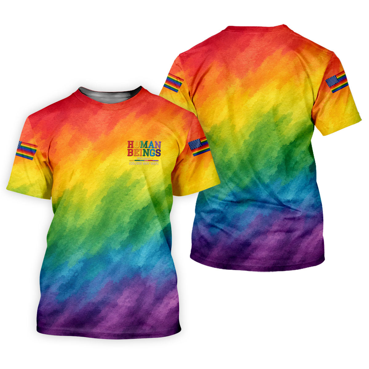 Human Beings LGBT Rainbow Women's Golf Tops, LGBT Pride Month Gradient Watercolor Ladies Golf Shirts