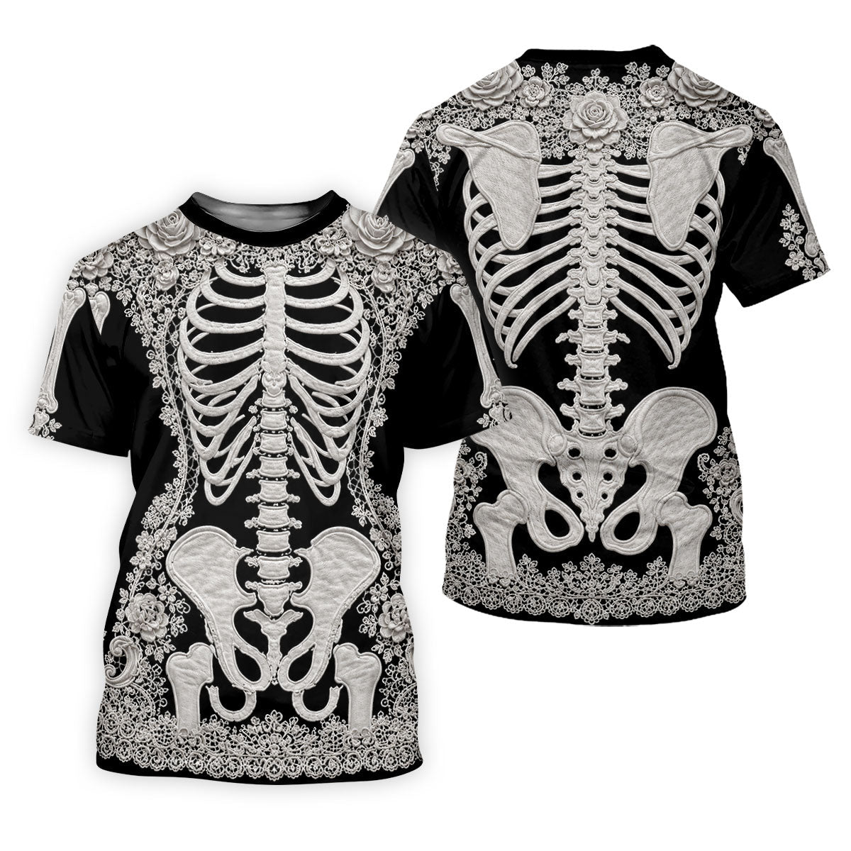 Floral Skeleton Halloween Golf Polo Shirt, Golf Shirts For Men, Mens Golf Apparel