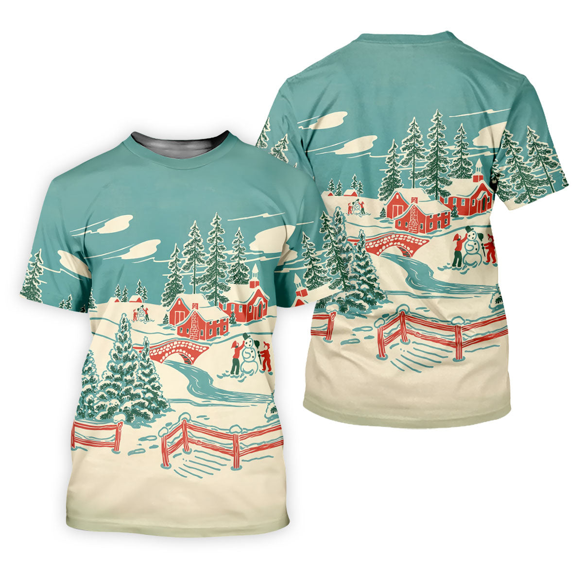 Christmas Winter Village Snowman Golf Polo Shirt, Mens Golf Polo, Golf Apparel For Men