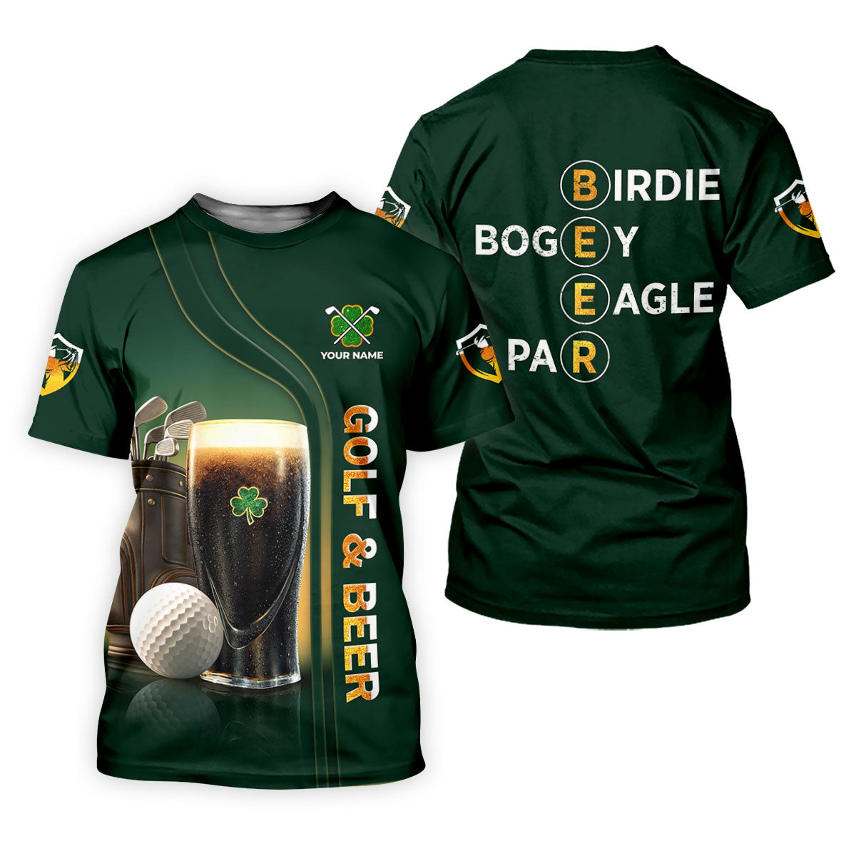 Birdie Bogey Eagle Par Golf And Beer St Patrick's Day Green Women's Golf Tops, Ladies Golf Polos