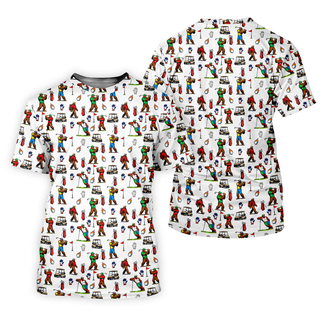 Bigfoot Golfer Pattern Women's Golf Tops, Golf Shirts For Women, Performance Golf Shirt