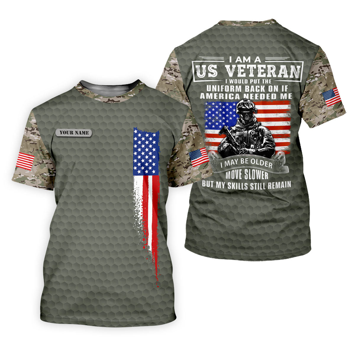 I Am A US Veteran American Flag Camo Golf Shirt, 250 Years 4th Of July Golf Shirt For Women