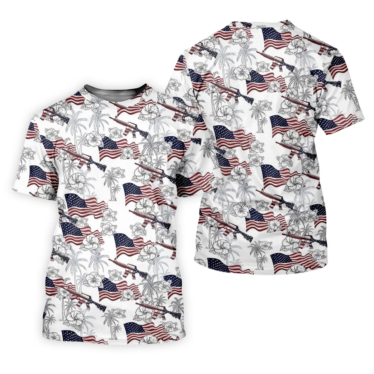 American Flag Pattern 4th Of July Tropical Vibe Patriotic Golf Shirt, 250th Anniversary Women's Golf Tops