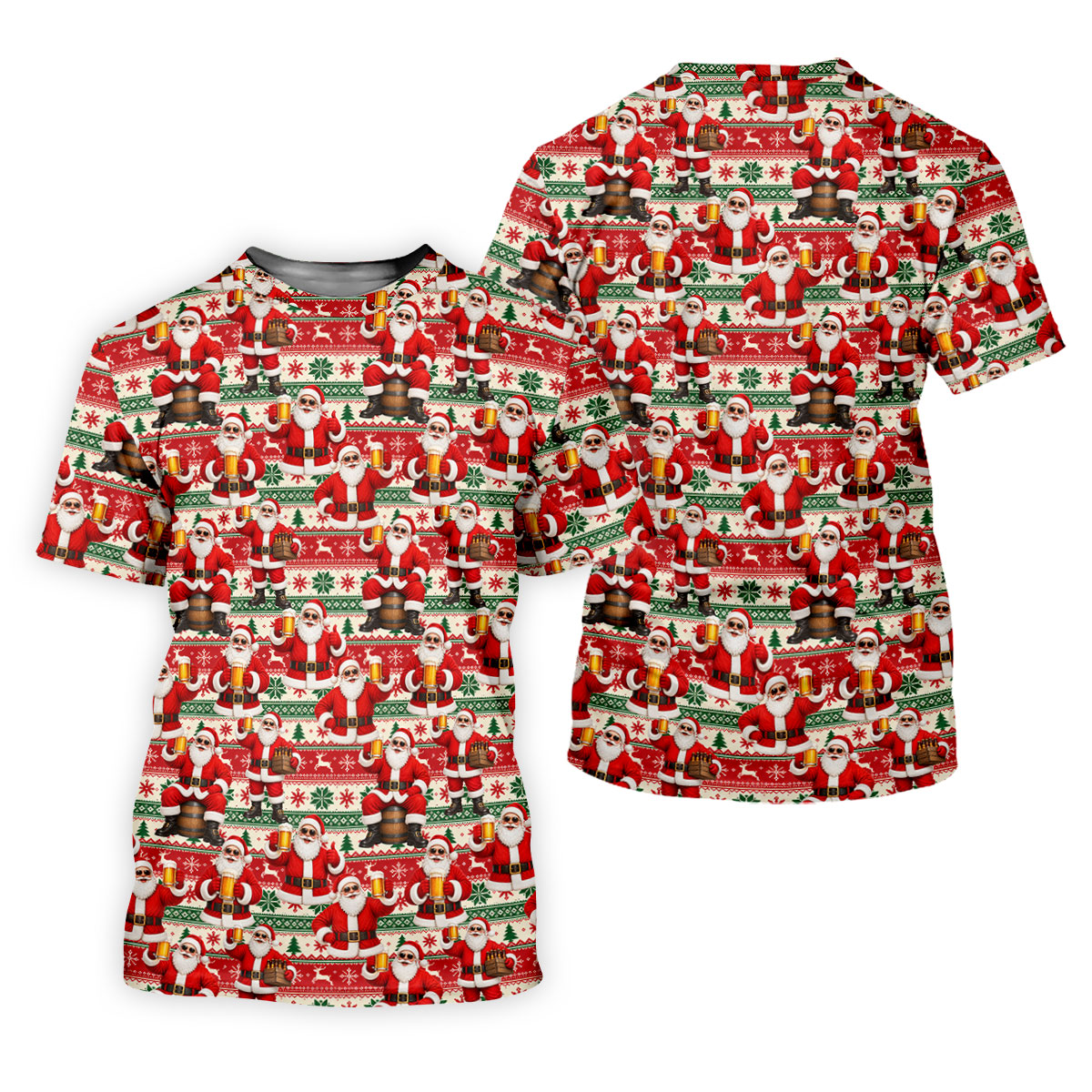 Funny Santa Beer Ugly Sweater Christmas Golf Shirt, Womens Golf Tops, Golf Polo For Women