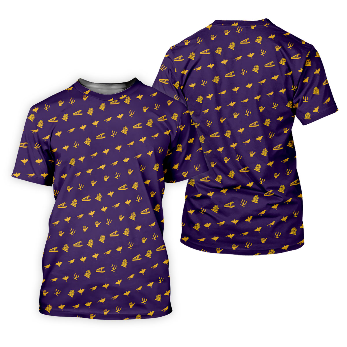 Purple Gravestone Bat Halloween Pattern Polo Shirt, Golf Shirts For Men, Mens Polo Shirts