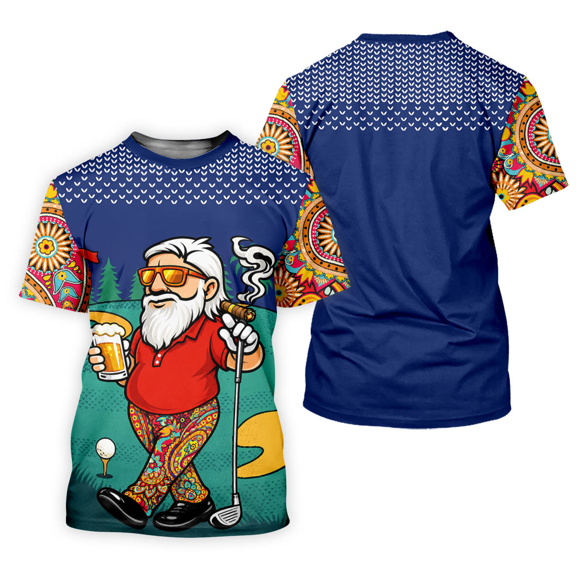 Women's Funny Golf Santa Beer And Cigar Polo Shirt, Christmas Golf Shirt, Women’s Golf Polo, Women’s Golf Apparel