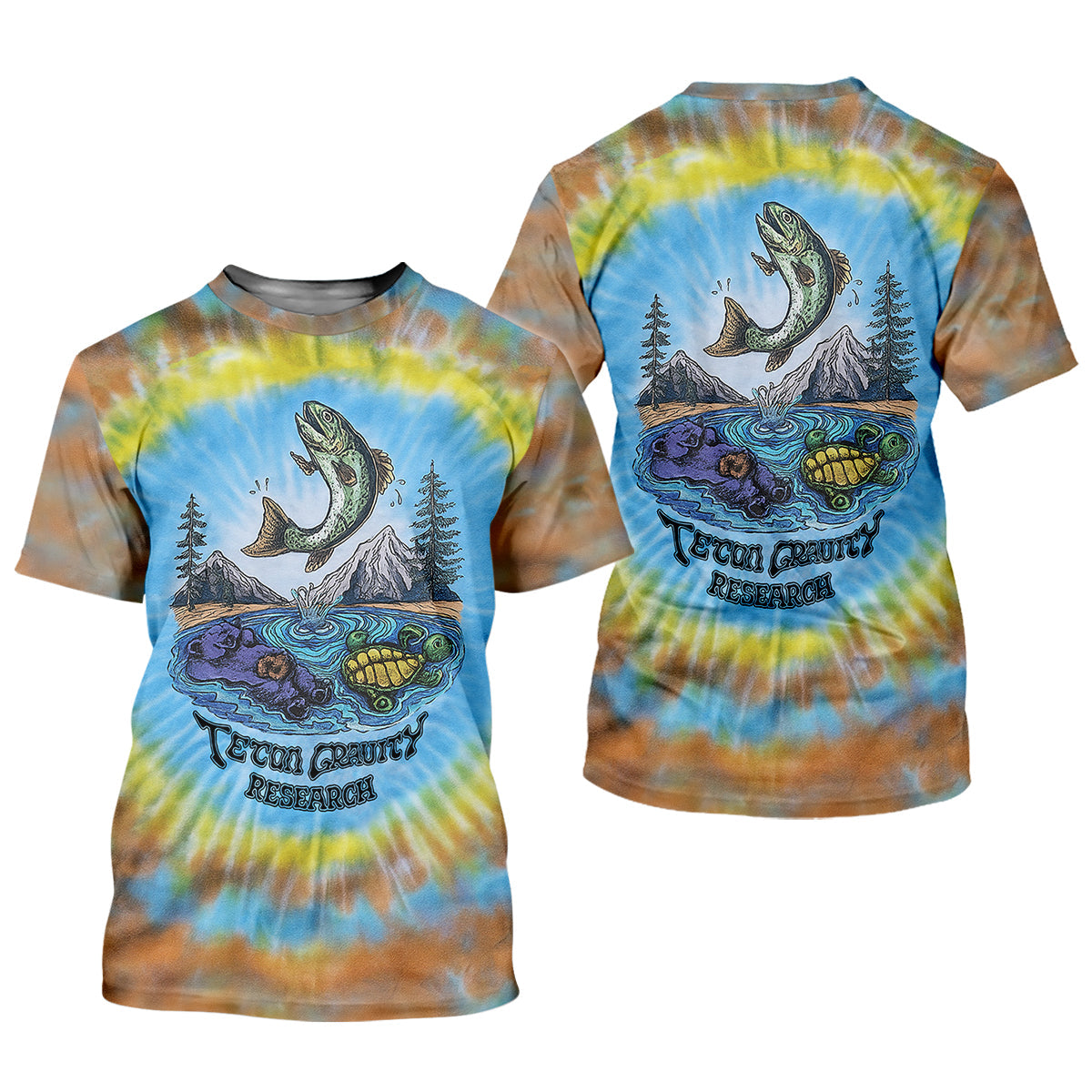 Tie Dyed Pattern Fishing UPF Shirts, Fishing Gifts For Men, Men's Fishing Shirt, Fishing Shirts For Men