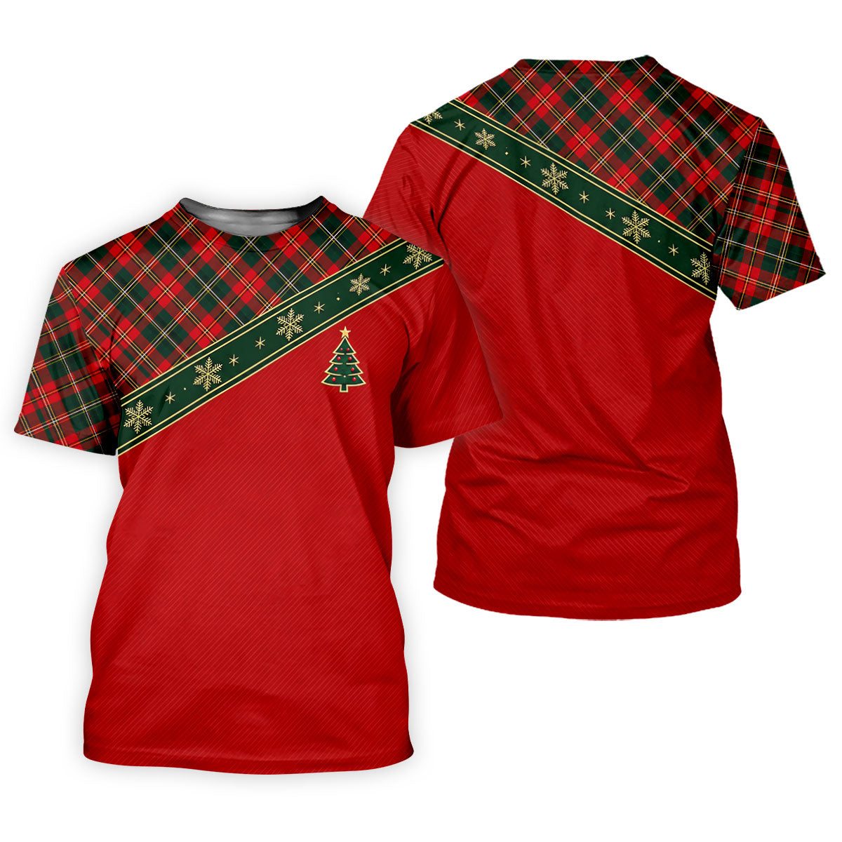 Red Plaid Snowflake Tree Christmas Golf Shirt, Mens Golf Polo, Golf Shirts For Men