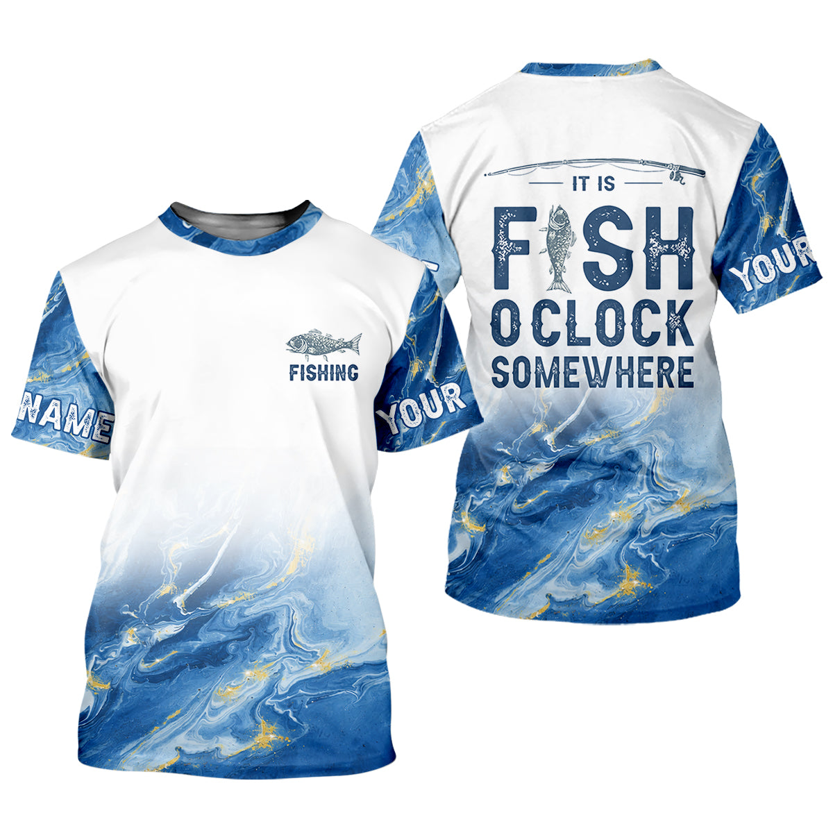 It Is Fish O'Clock Somewhere Blue Gradient Funny Fishing Shirt, Fishing UPF Shirts, Fishing Shirt For Women