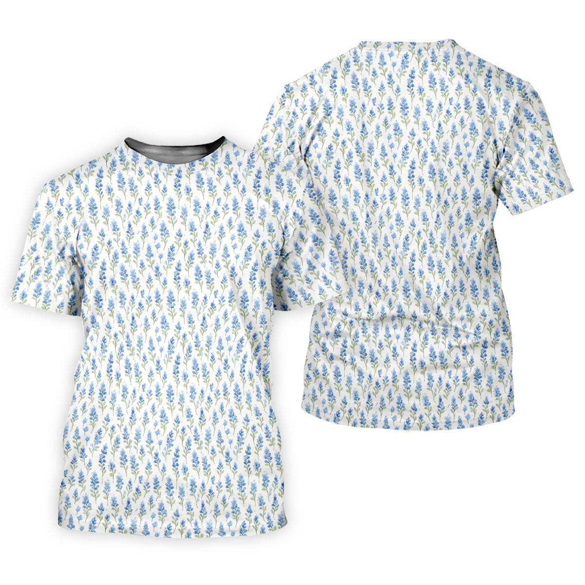 Texas Bluebonnet Floral Pattern Golf Polo Shirt, Mens Golf Polo, Hawaiian Golf Shirt
