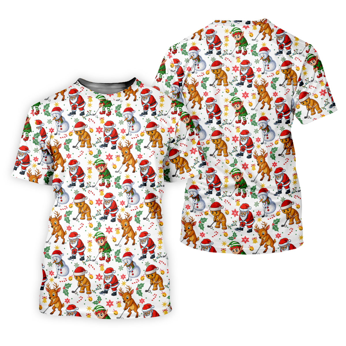 Funny Christmas Characters Ladies Golf Tops, Cute Golf Outfit, Fun Women's Golf Shirts, Christmas Golf Shirt