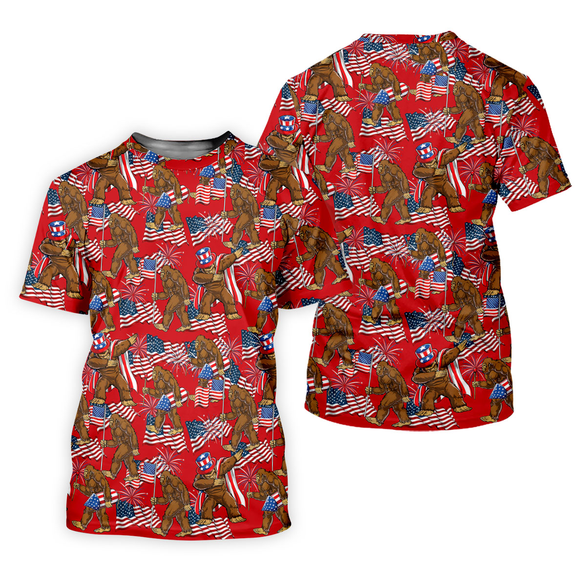 US Flag Pattern 250 Years Bigfoot Golf Shirt, Patriotic 4th Of July Golf Shirts For Men