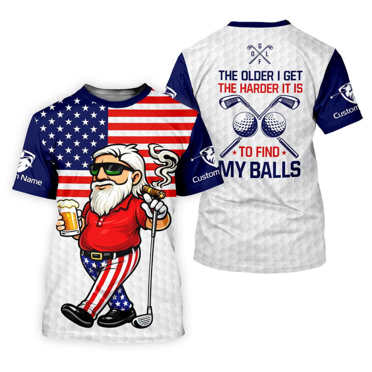 The Older I Get The Harder It Is To Find My Balls Golf And Beer 250 Years Patriotic 4th Of July Golf Shirts For Men