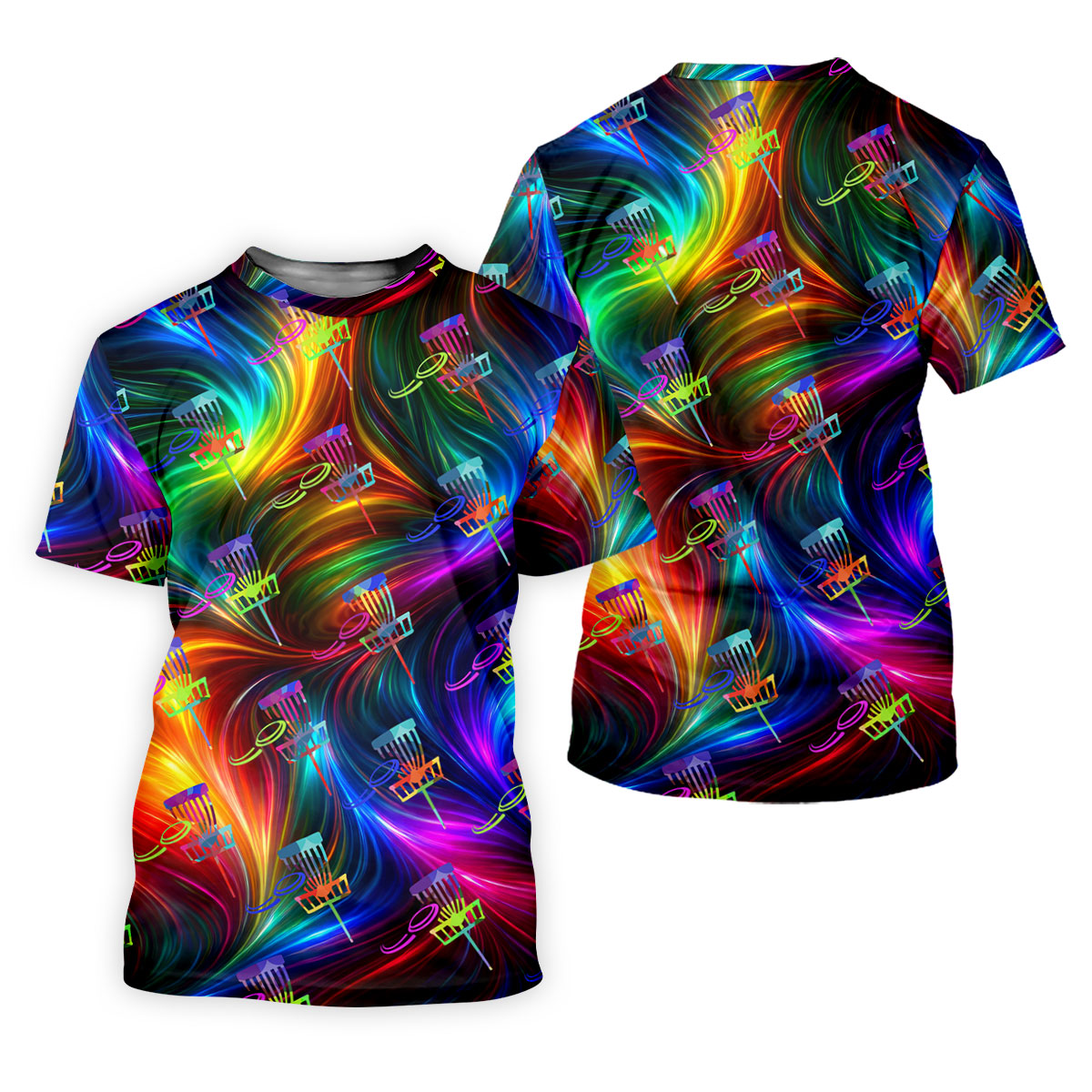 Colorful Disc Golf Basket Swirl Pattern Polo Shirt, Women’s Golf Tops, Hawaiian Golf Shirt, Performance Golf Shirt
