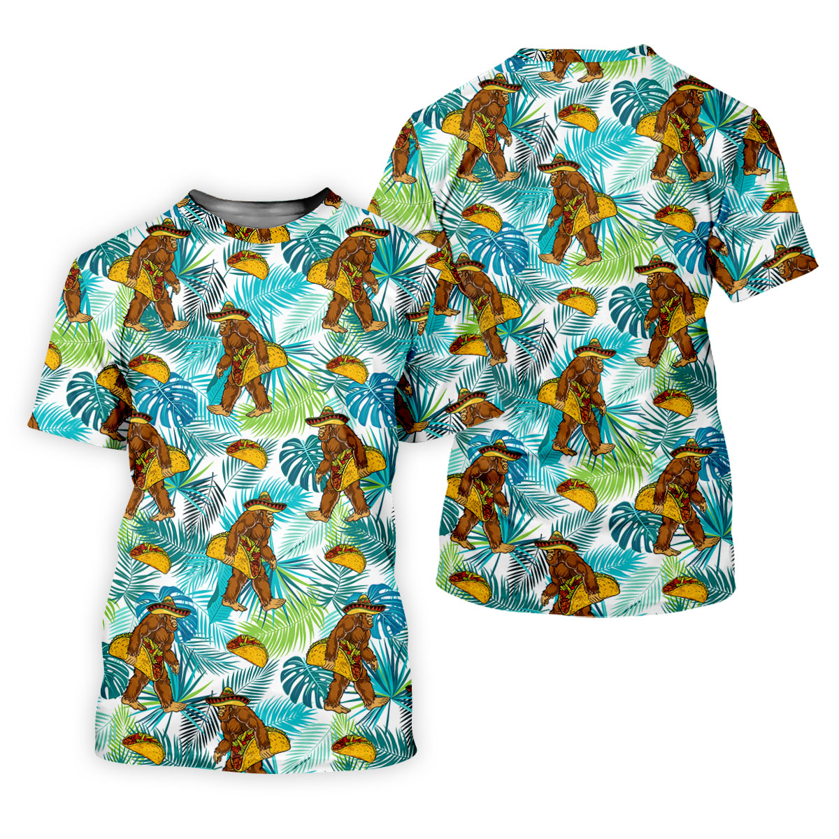 Funny Bigfoot Taco Sombrero Cinco De Mayo Celebration Fiesta Themed Tropical Vibe Golf Shirts For Men