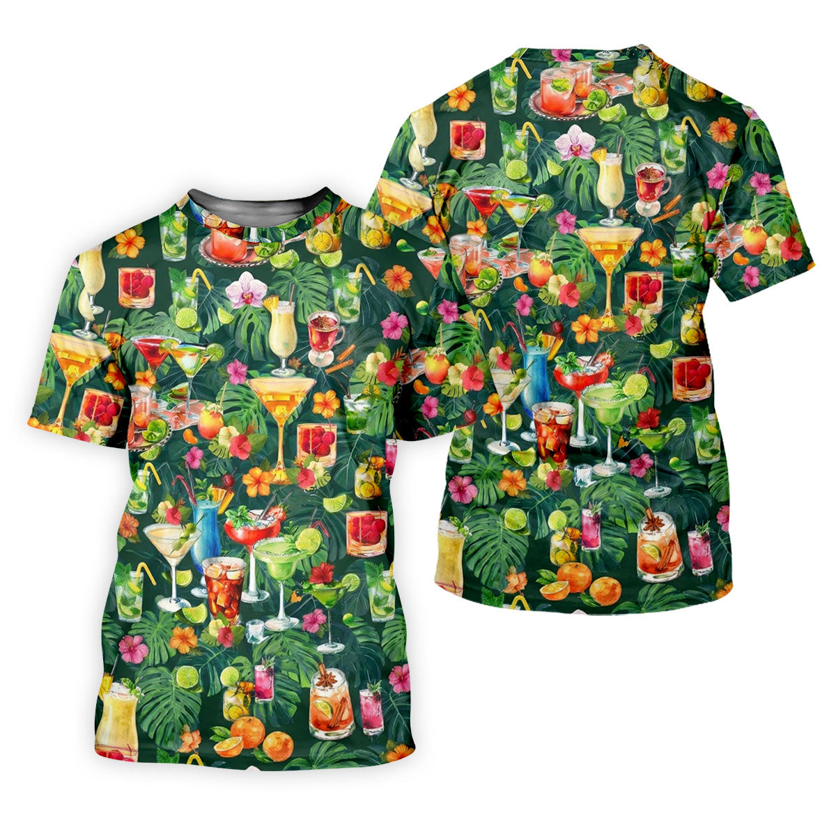 Tropical Cocktail Drinks And Floral Paradise Golf Polo, Hawaiian Golf Shirt, Ladies Golf Tops
