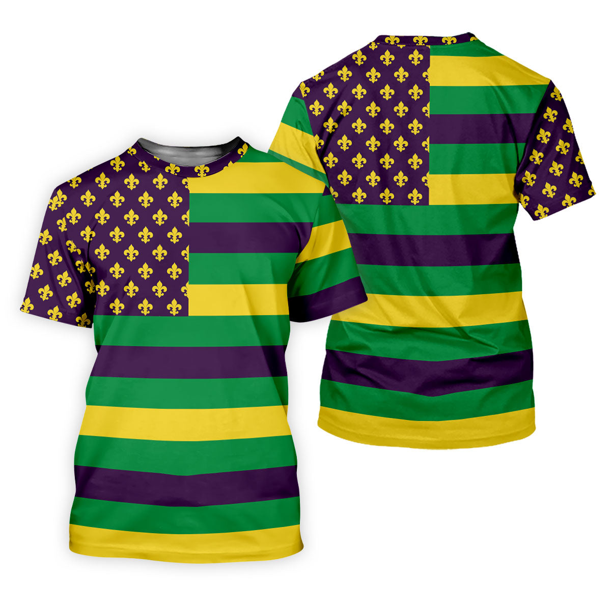 Mardi Gras Flags Fleur De Lis Purple Green Gold Ladies Golf Tops, Women's Golf Tops, Ladies Golf Polos