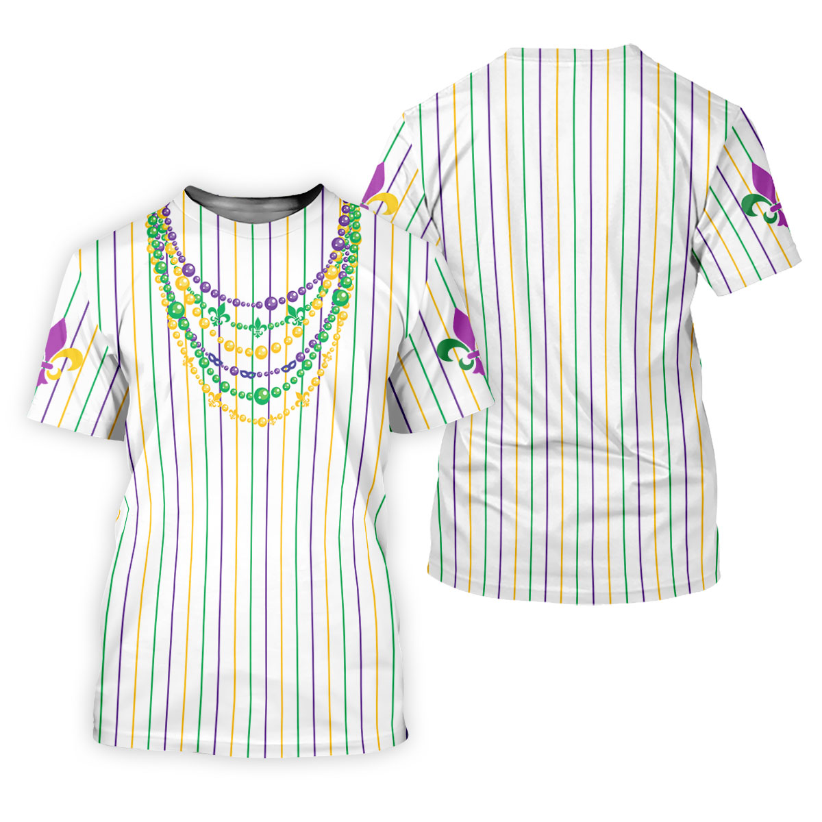 Mardi Gras Beads Necklaces Print White Golf Shirt, Women's Golf Shirts, Ladies Golf Polos, Golf Shirt For Women