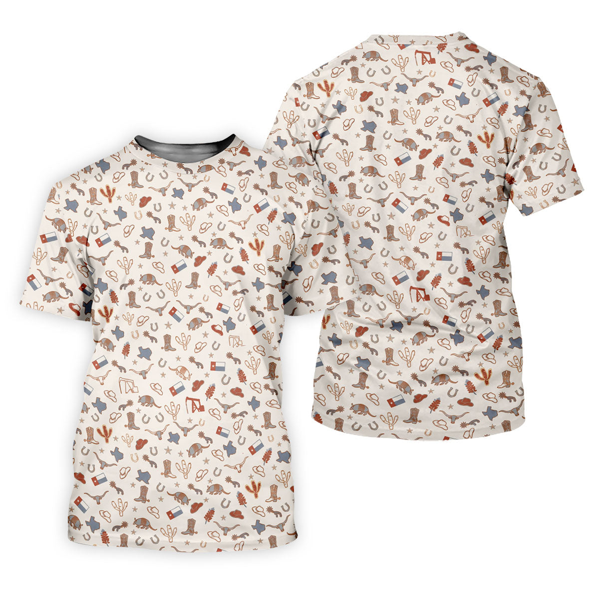 Beige Texas Cowboy Pattern Golf Polo Shirt, Hawaiian Golf Shirt, Golf Polo Shirts For Men
