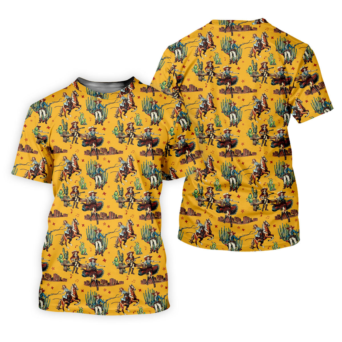 Yellow Cowboy Rodeo Desert Western Hawaiian Golf Shirt, Men's Golf Shirt, Golf Polo Shirts For Men