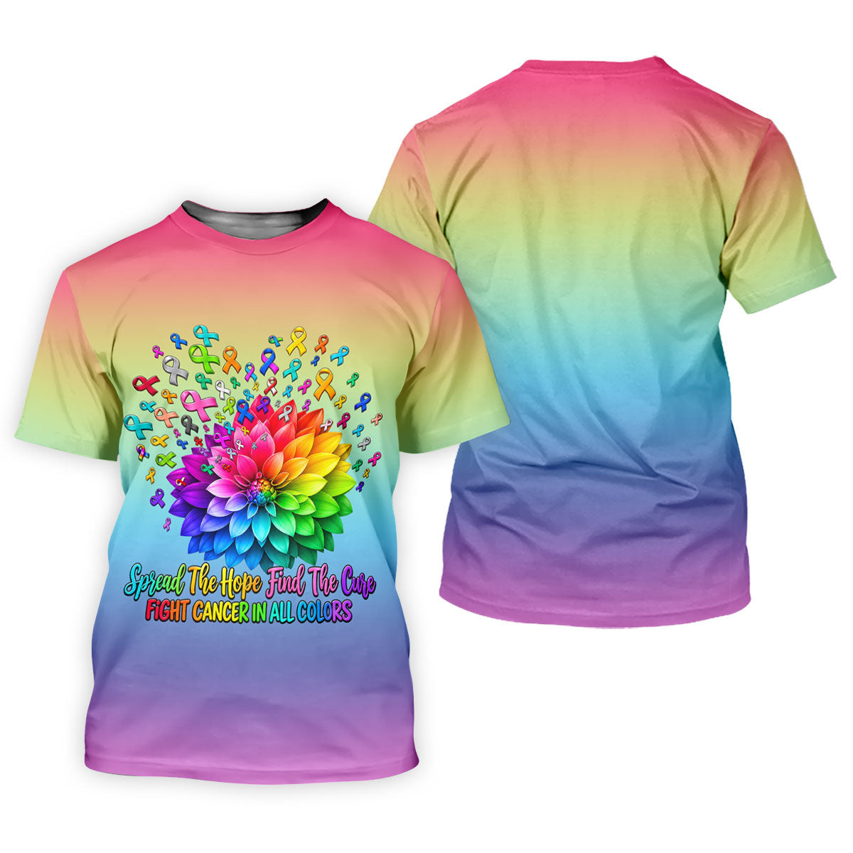 Spread Hope Find The Cure Rainbow Cancer Polo Shirt, Golf Shirts For Men, Mens Golf Shirts